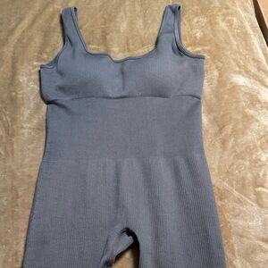 Gray Ribbed Sleeveless Jumpsuit
